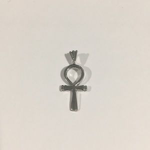 14k White Gold & 925 Silver Cross Pendant